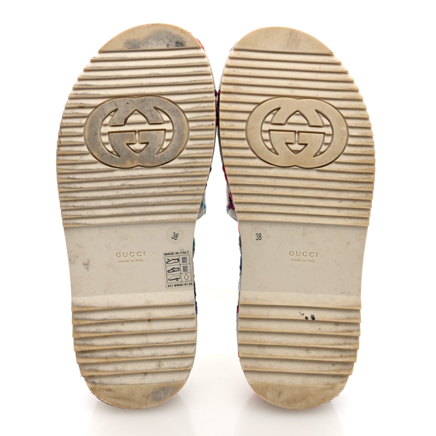 Linen Psychedelic Mini GG Monogram Angelina Platform 55mm Slide Sandals 38 Multicolor