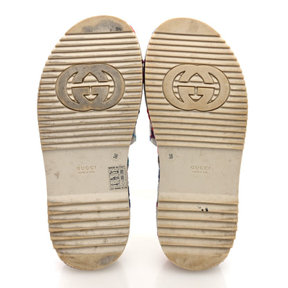 Gucci Linen Psychedelic Mini GG Monogram Angelina Platform 55mm Slide Sandals 38 Multicolor 6 of 8