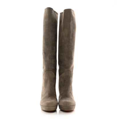 Gucci Suede Charlotte Tall Boots 38.5 Grey 2 of 10