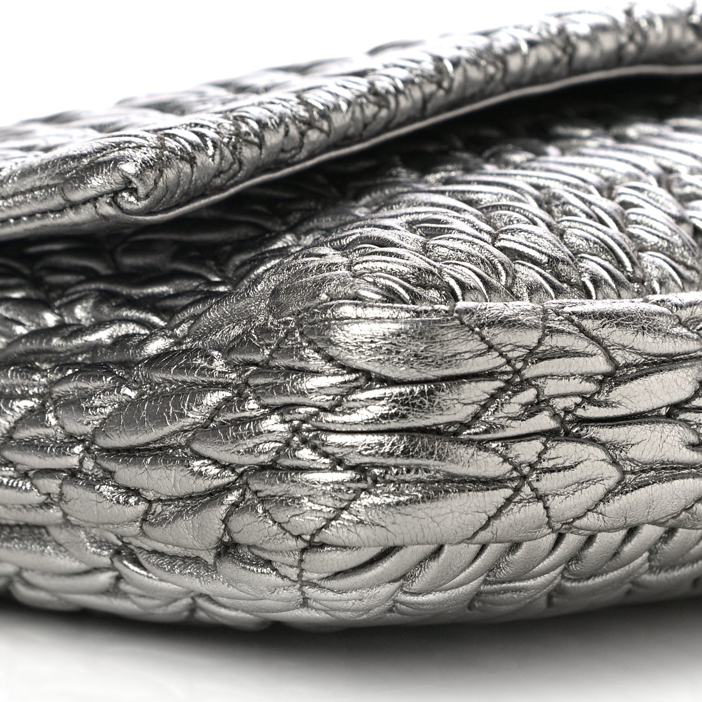 Nappa Matelasse Crystal Flap Clutch Cromo