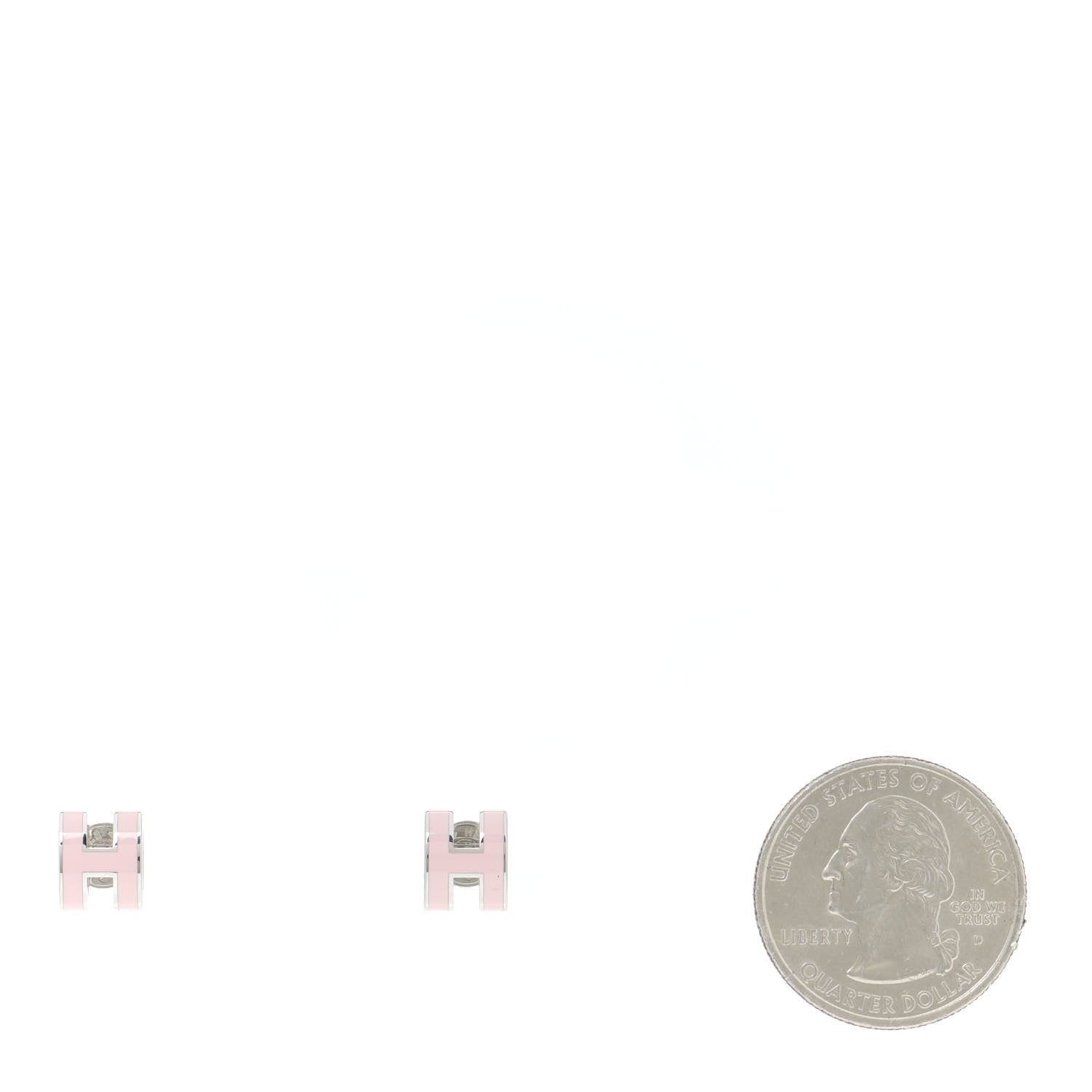 Hermes Palladium Lacquered Mini Pop H Earrings Rose Dragee 2 of 7