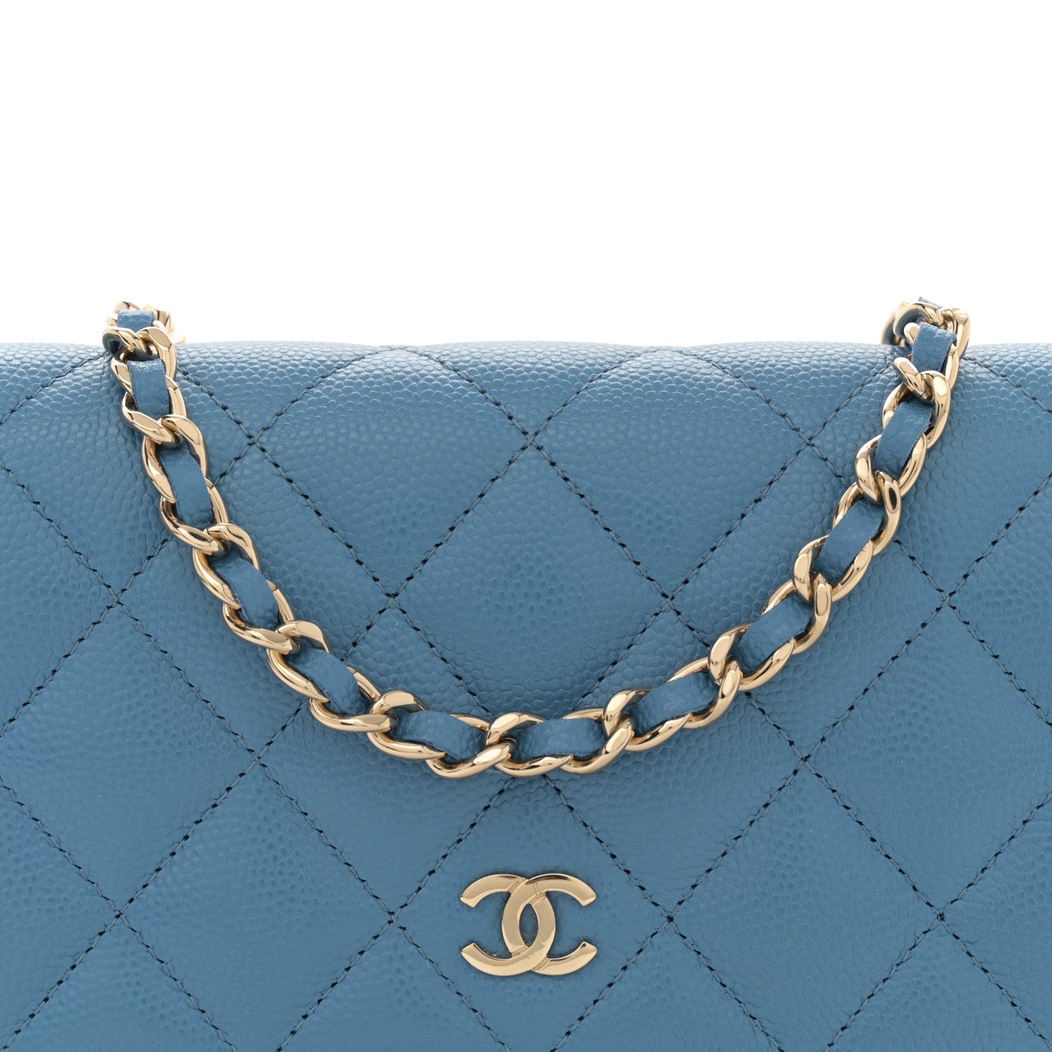 Chanel Caviar Quilted Mini Wallet On Chain WOC Blue 8 of 10