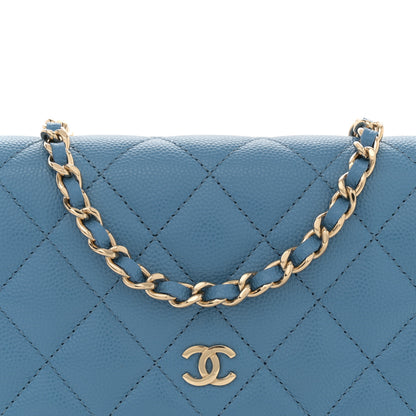 Chanel Caviar Quilted Mini Wallet On Chain WOC Blue 8 of 10
