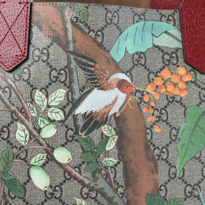 Gucci GG Supreme Monogram Tian Medium Shopping Tote Beige Multicolor Red 9 of 16