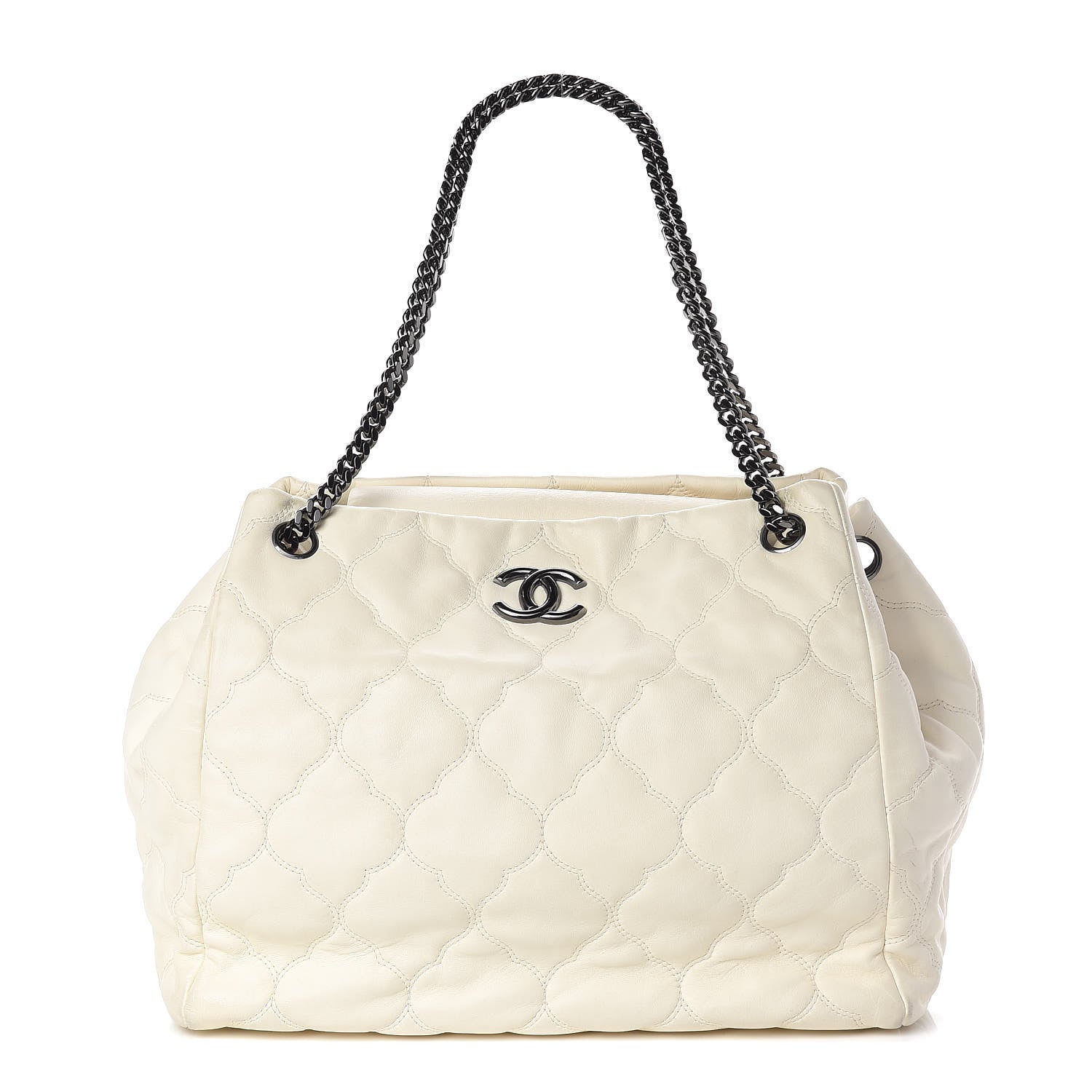 Chanel Lambskin Cells Accordion Tote Dark White 1 of 13