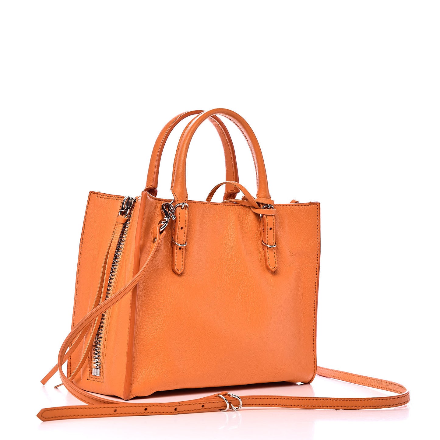 Calfskin Papier Mini A4 Zip Around Tote Orange