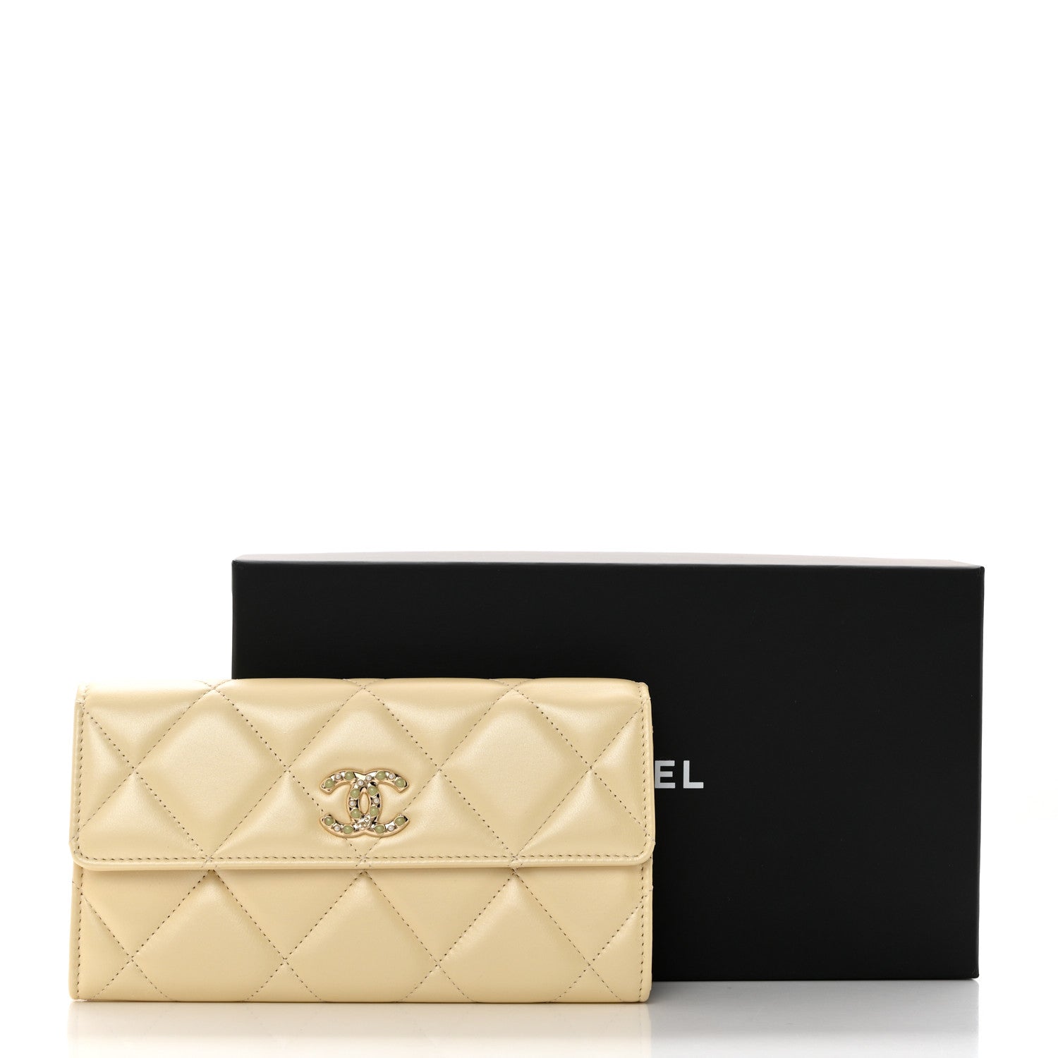 Chanel Iridescent Lambskin Quilted CC Flap Wallet Beige 11 of 11