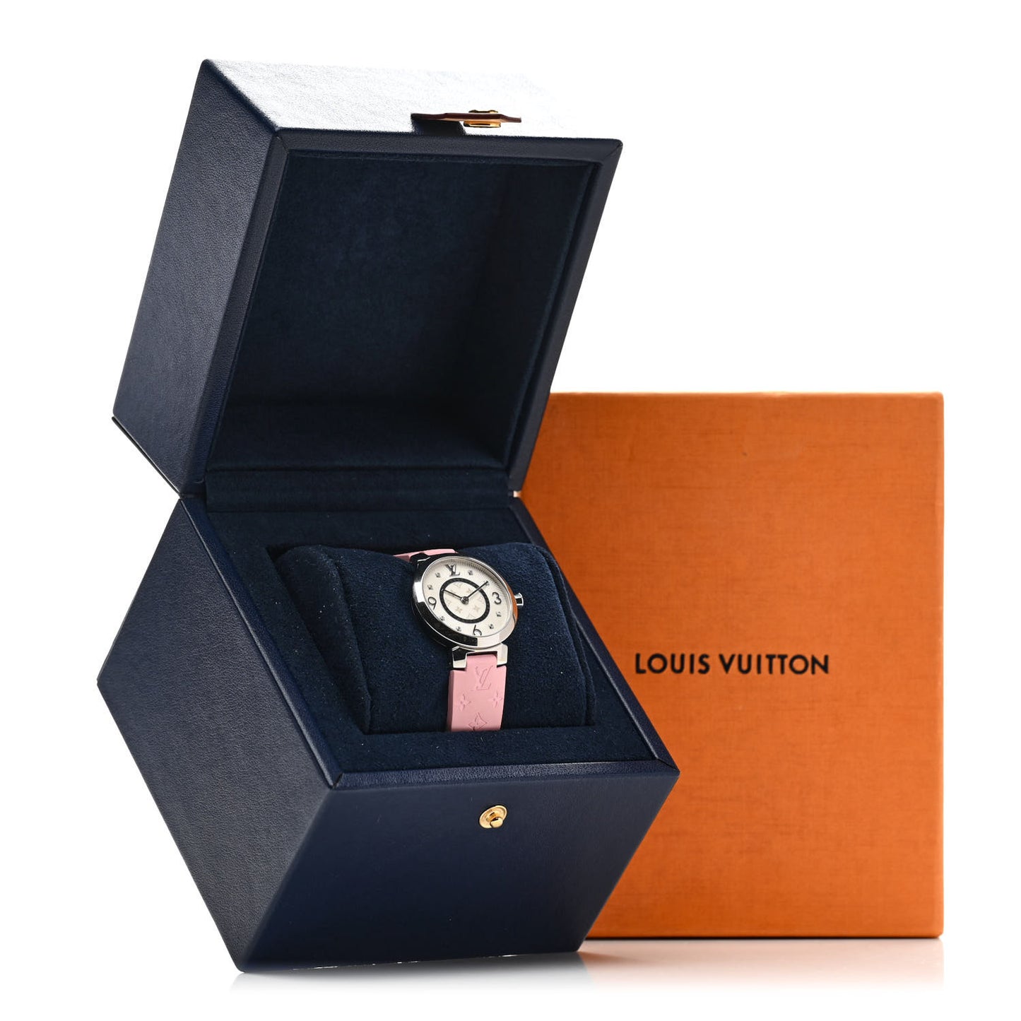 Stainless Steel Rubber Diamond 28mm Tambour Slim Quartz Watch Pink