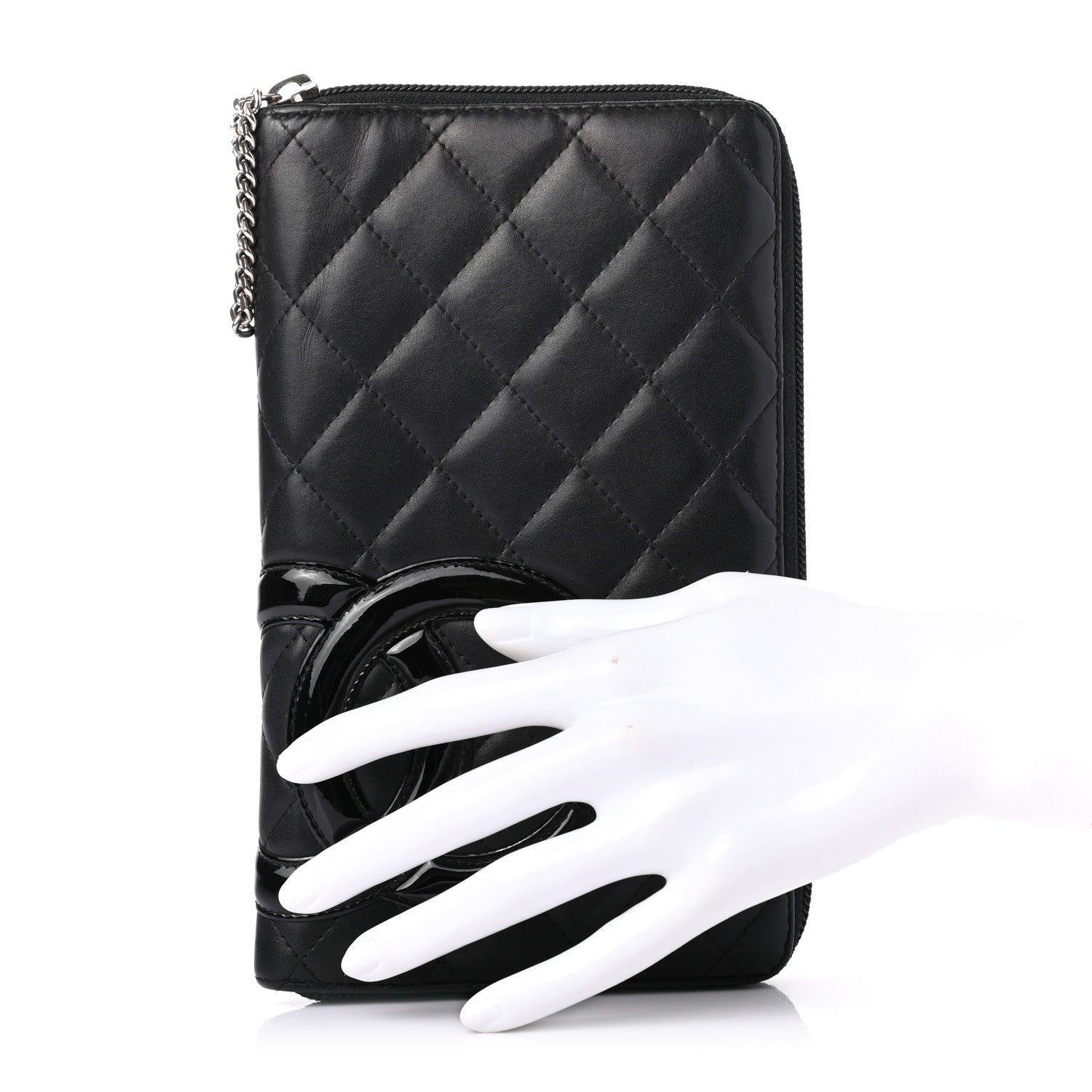 Chanel Calfskin Quilted Cambon Zip Around Organizer Wallet Black 2 of 8