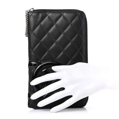 Chanel Calfskin Quilted Cambon Zip Around Organizer Wallet Black 2 of 8