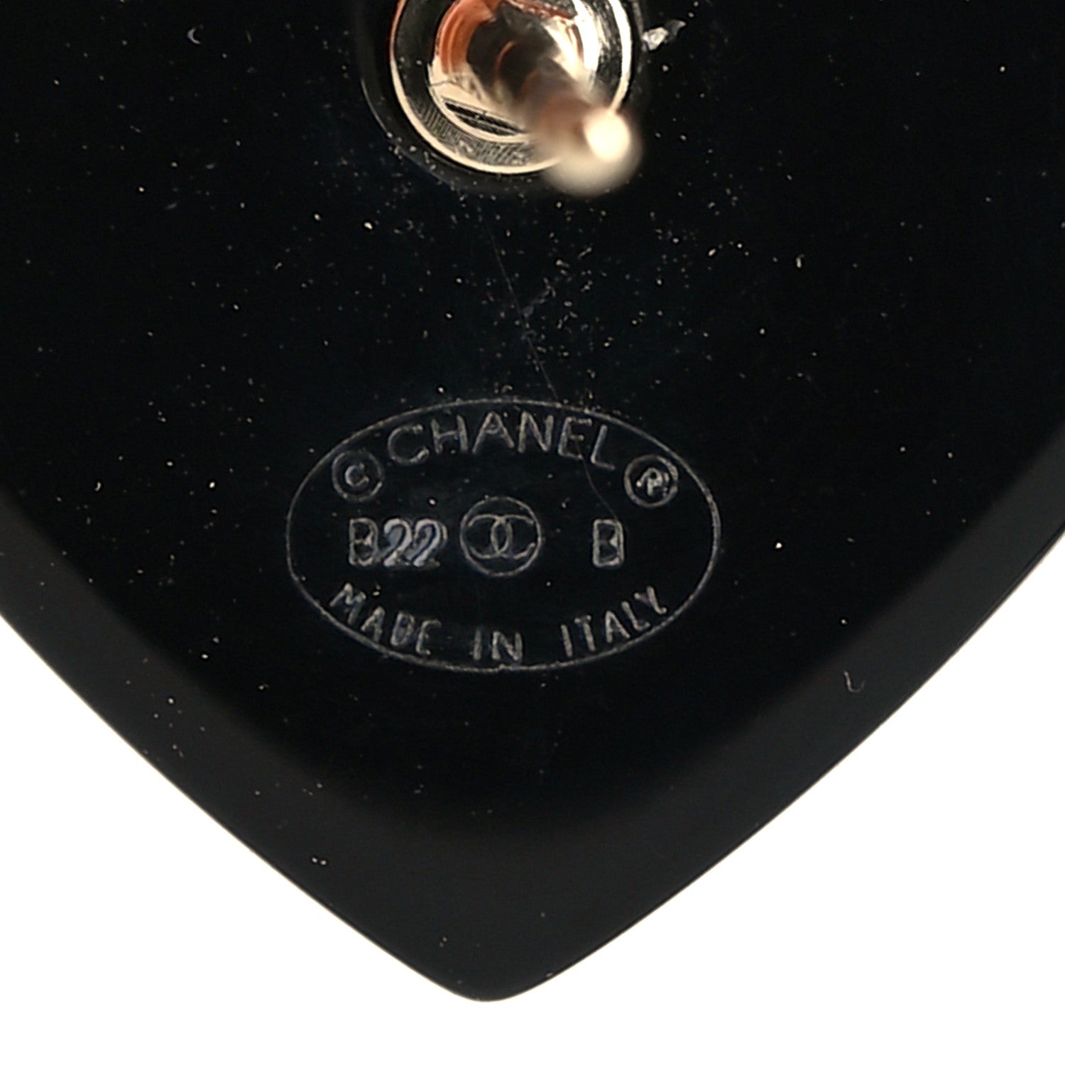 Chanel Resin Crystal CC Heart Earrings Black Gold 4 of 4