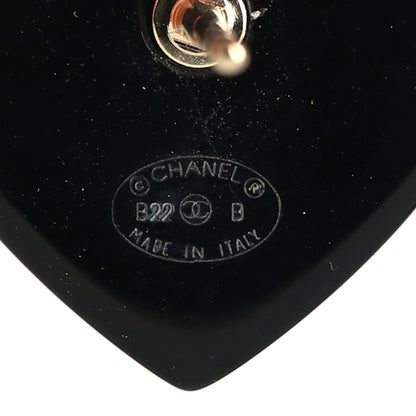 Chanel Resin Crystal CC Heart Earrings Black Gold 4 of 4