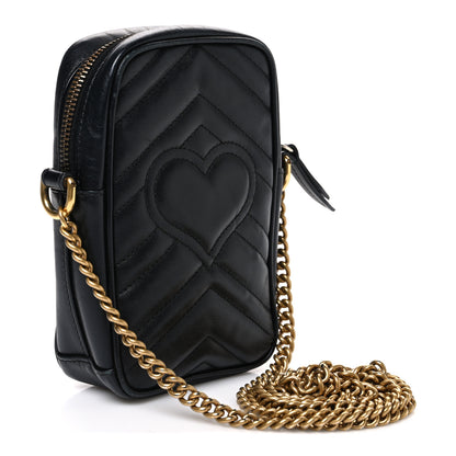 Gucci Calfskin Matelasse Mini GG Marmont Crossbody Bag Black 3 of 10