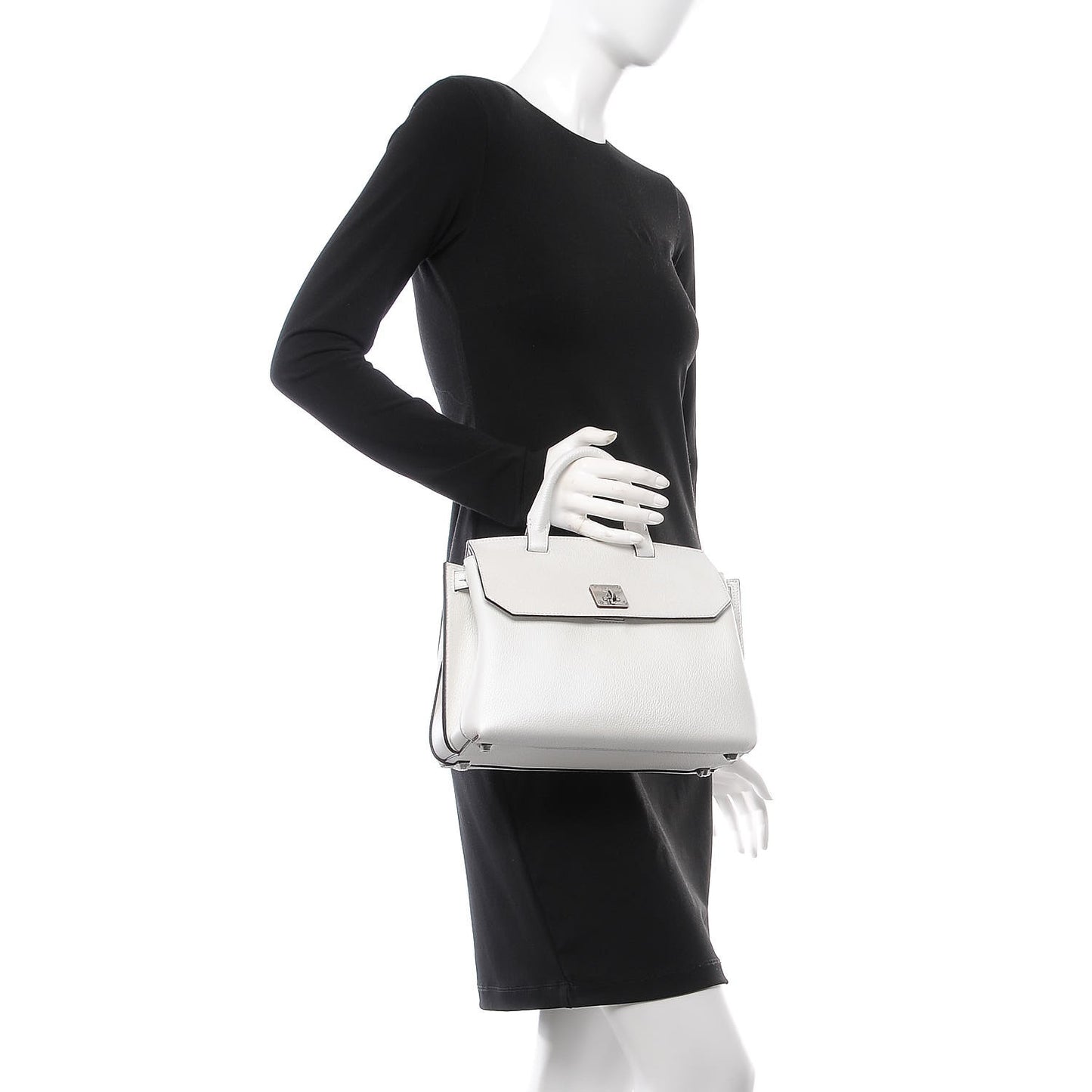Grained Calfskin Medium Milla Convertible Backpack White Flake