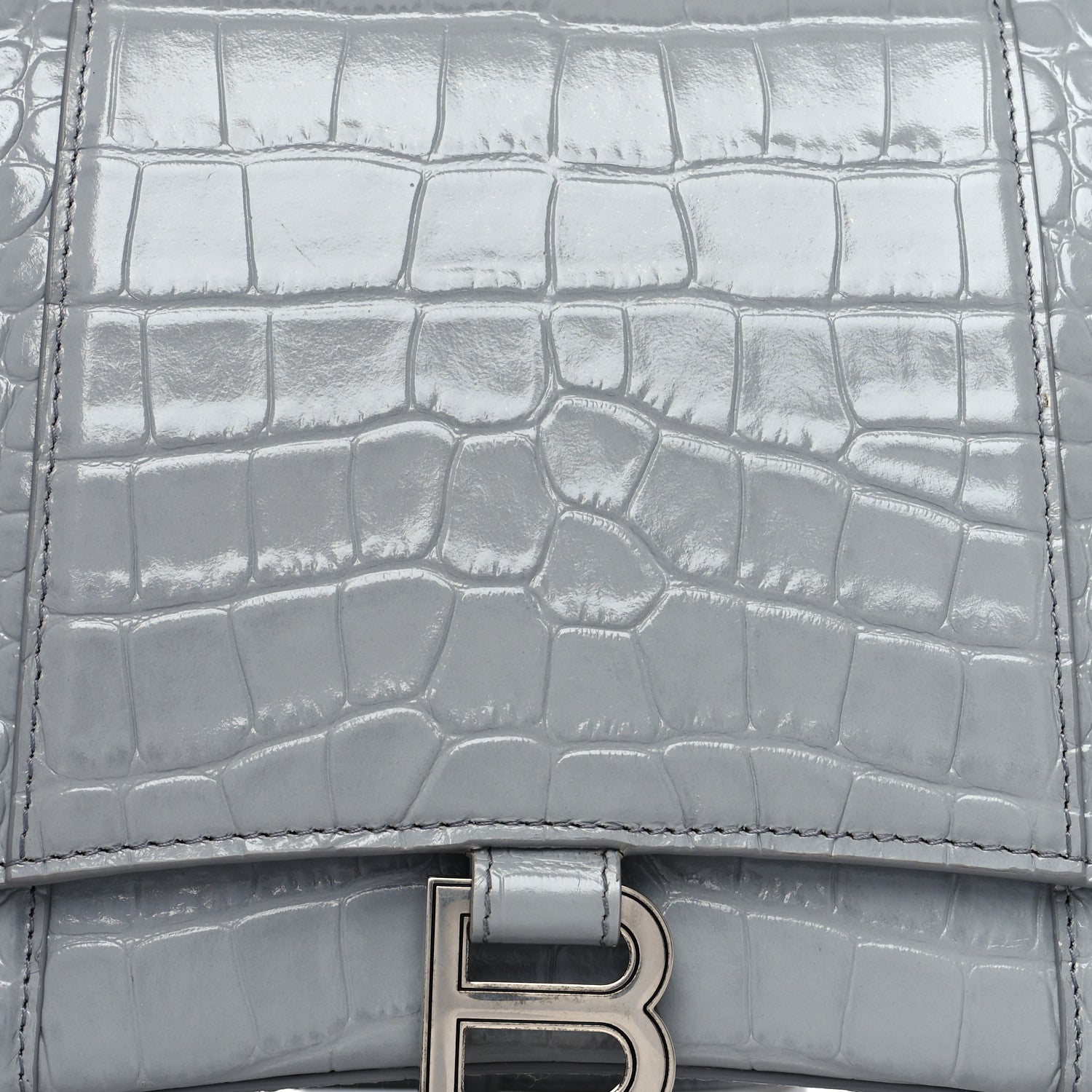 Balenciaga Shiny Calfskin Crocodile Embossed Medium Hourglass Top Handle Bag Balenciaga Grey 12 of 12