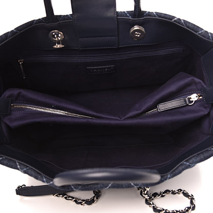 Chanel Denim Quilted Large Coco Handle Shopping Tote Blue 5 of 11
