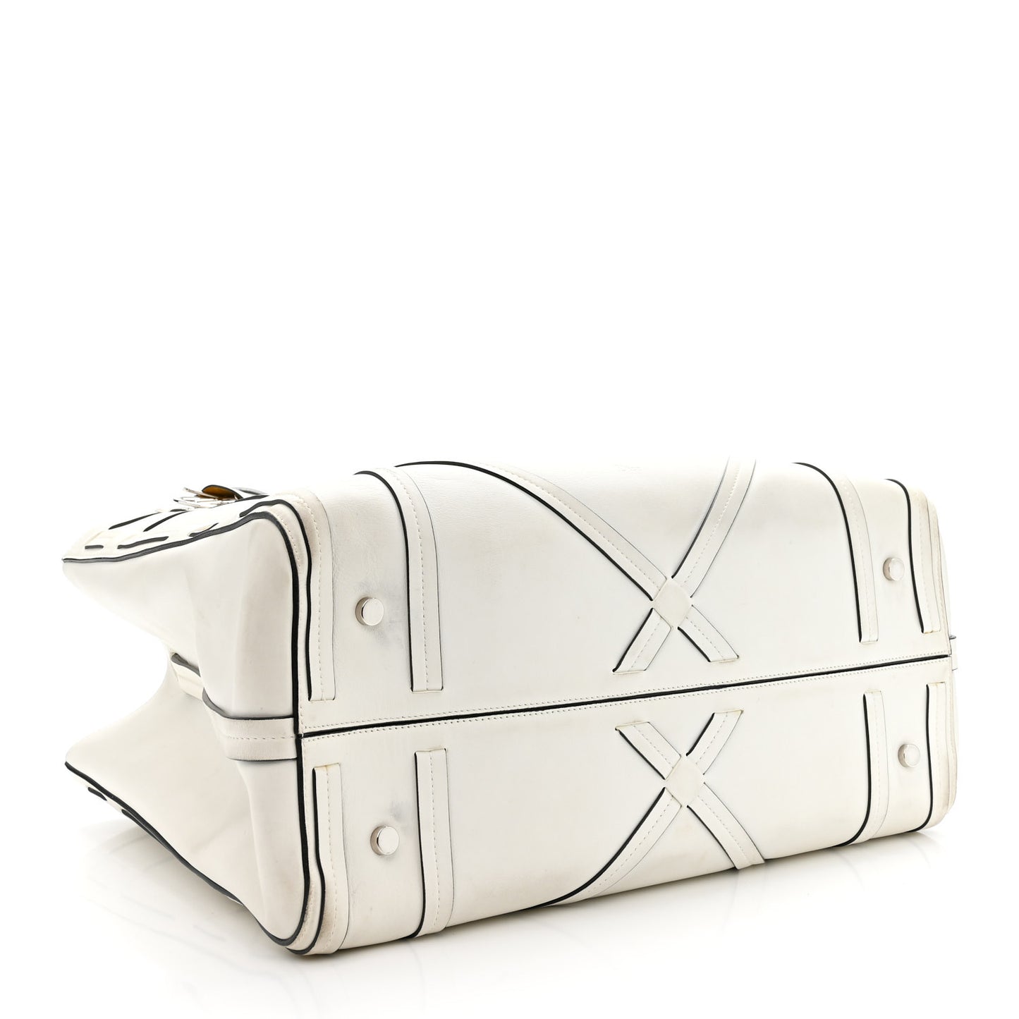Calfskin Woven Giant Cannage Connect Tote White