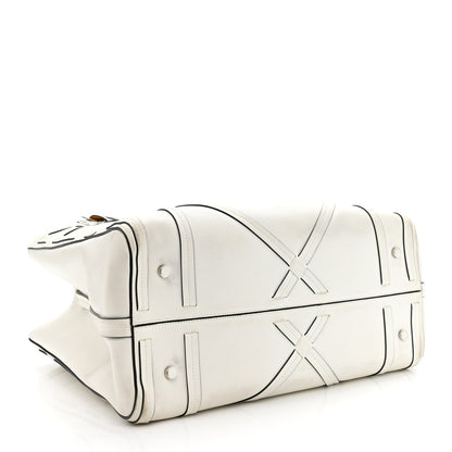 Christian Dior Calfskin Woven Giant Cannage Connect Tote White 4 of 16