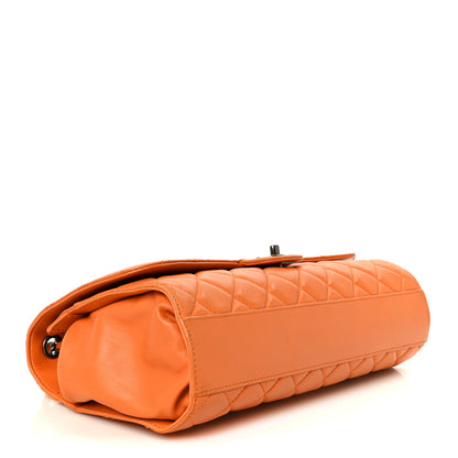 Chanel Lambskin Quilted Jumbo Grocery By Chanel Drawstring Shopping Bag Orange 6 of 16