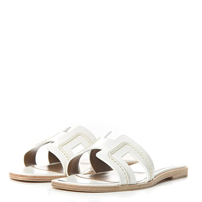 Hermes Calfskin Pique Oran Sandals 36 White 3 of 14