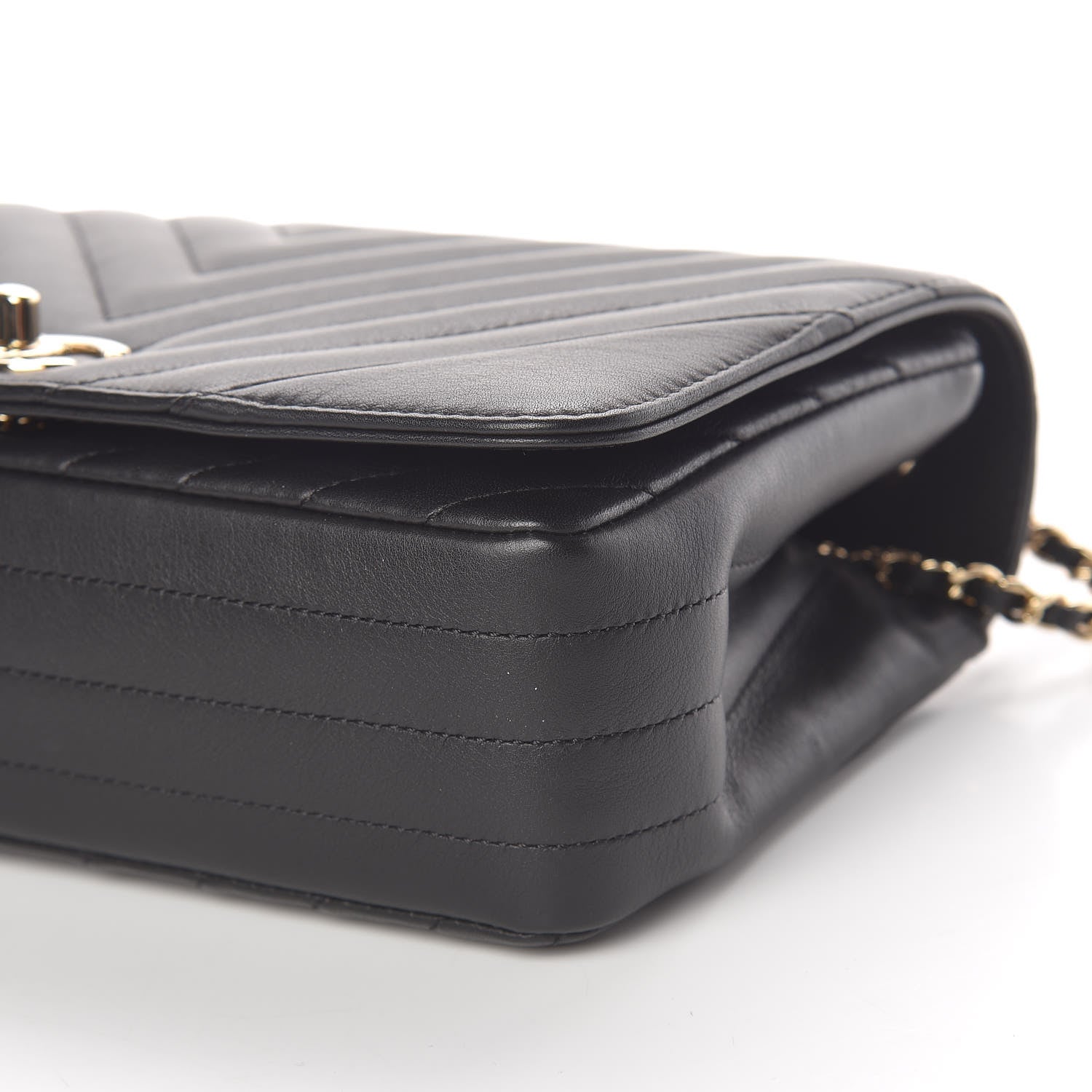 Chanel Calfskin Chevron Quilted Statement Flap Black 9 of 11