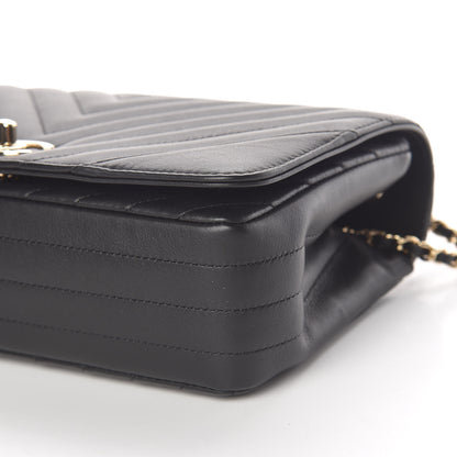 Chanel Calfskin Chevron Quilted Statement Flap Black 9 of 11