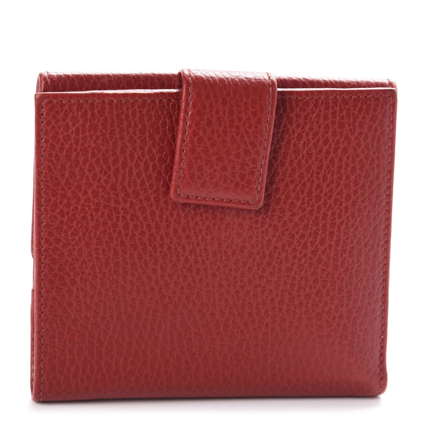Dollar Calfskin Double G French Flap Wallet Hibiscus Red