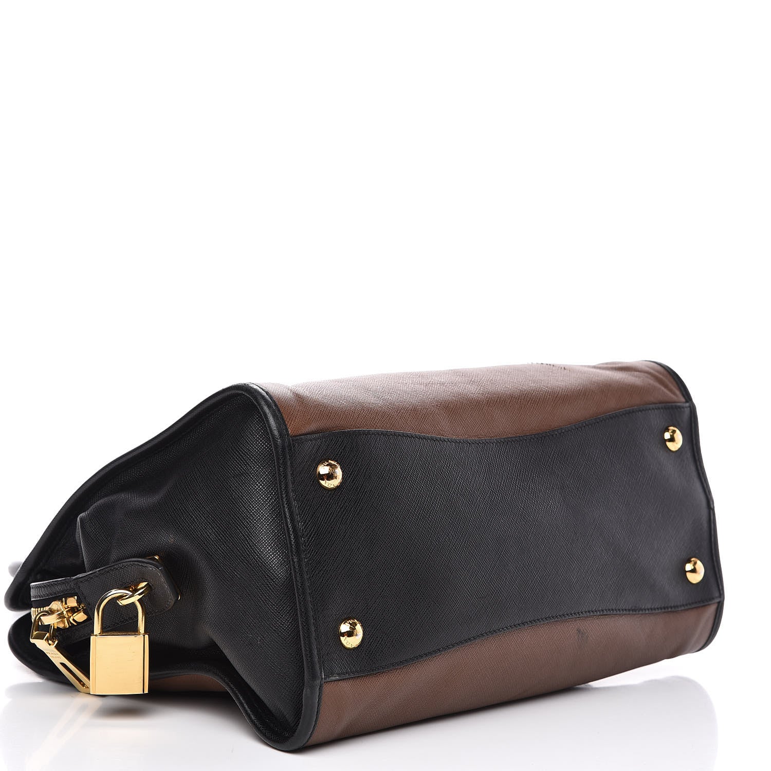 Prada Saffiano Soft Bi-Color Tote Palissandro Black 4 of 17