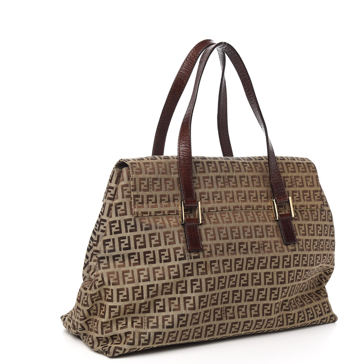 Zucchino Vitello Shoulder Bag Mogano Panna Bruciato