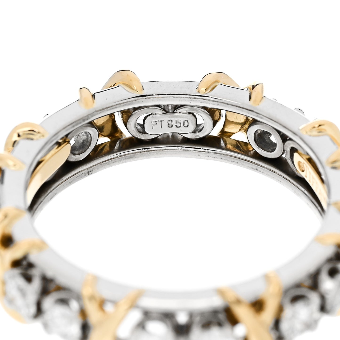 Platinum 18K Yellow Gold Diamond Schlumberger Sixteen Stone Ring 56 7.75