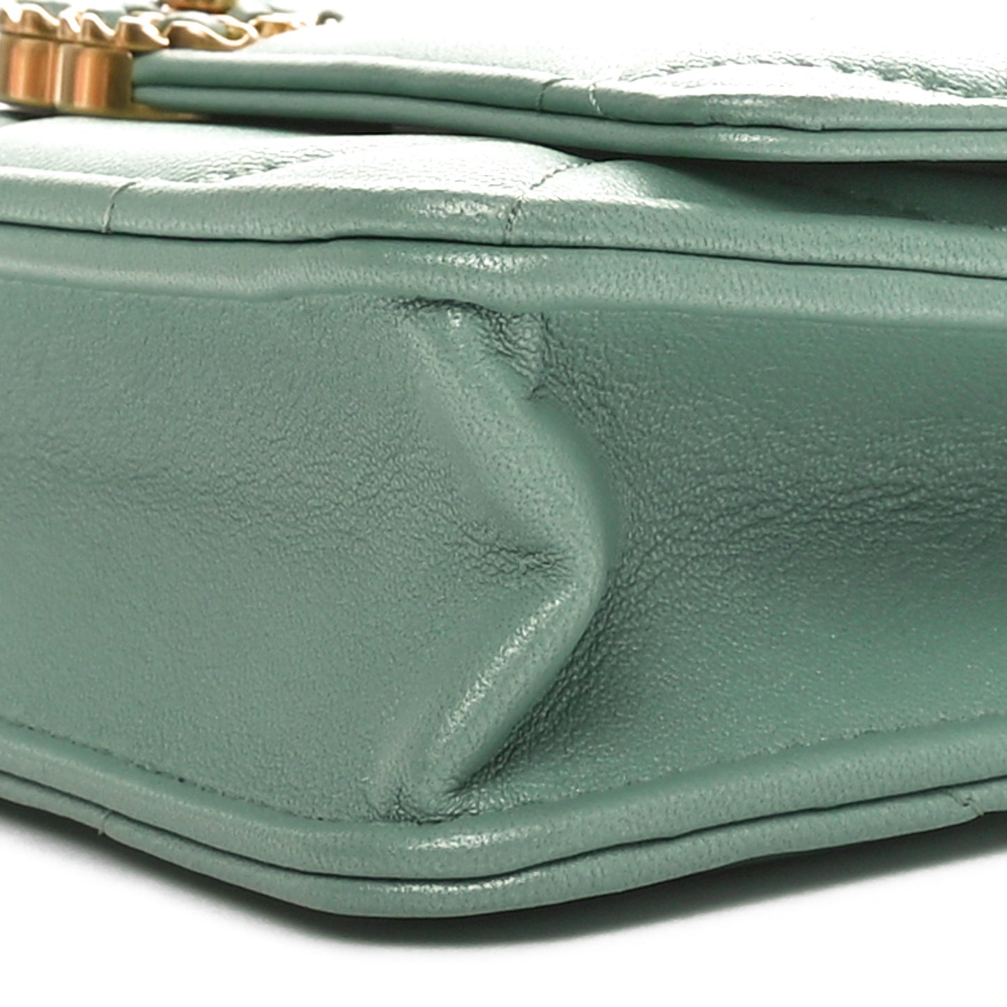 Shiny Lambskin Quilted Chanel 19 Wallet On Chain WOC Light Green