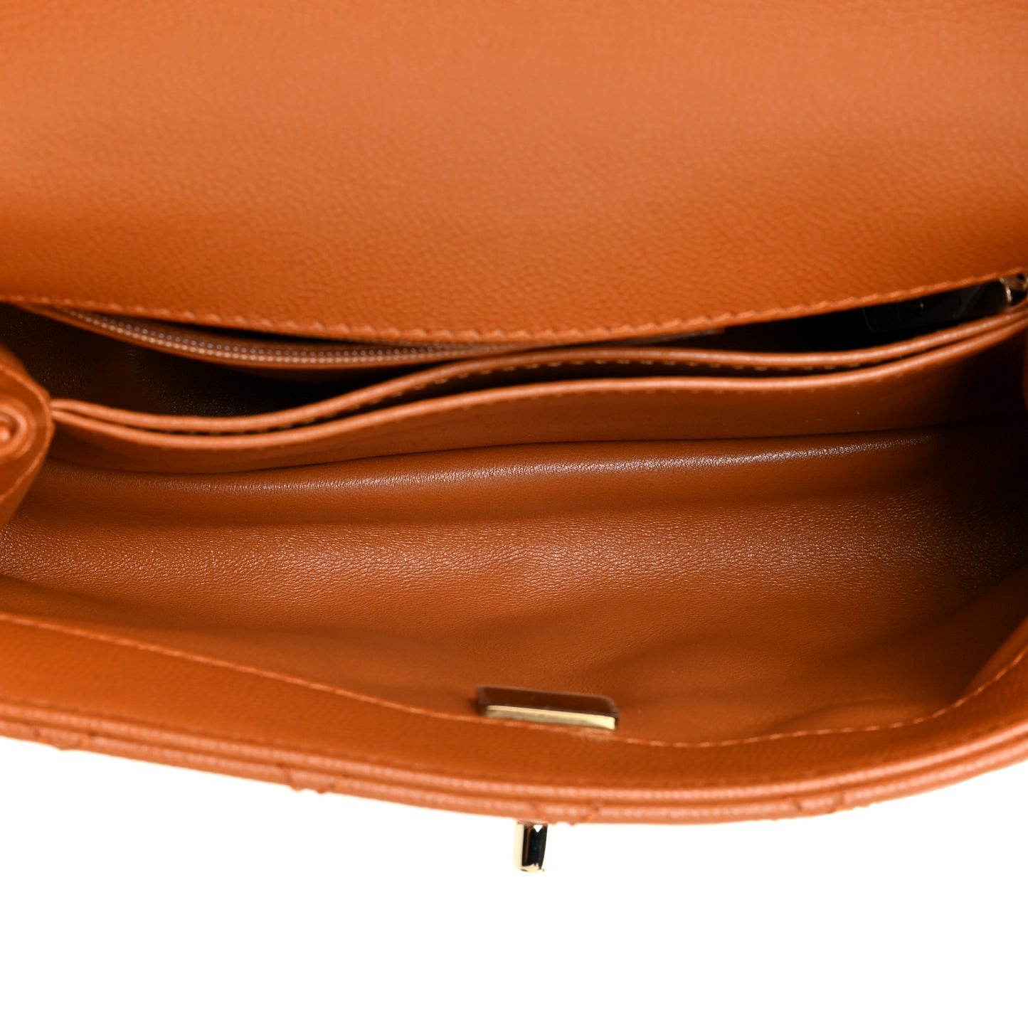 Caviar Quilted Mini Coco Handle Flap Light Brown