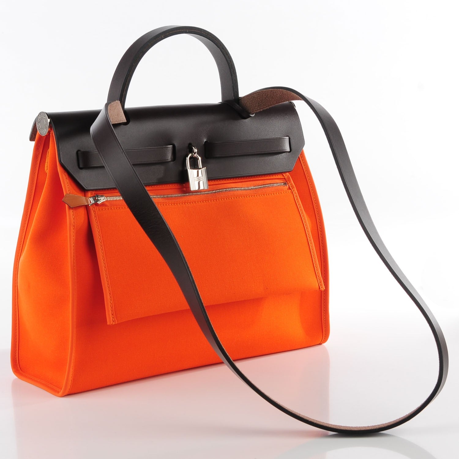 Hermes Vache Hunter Toile Herbag Zip 31 PM Orange 12 of 18