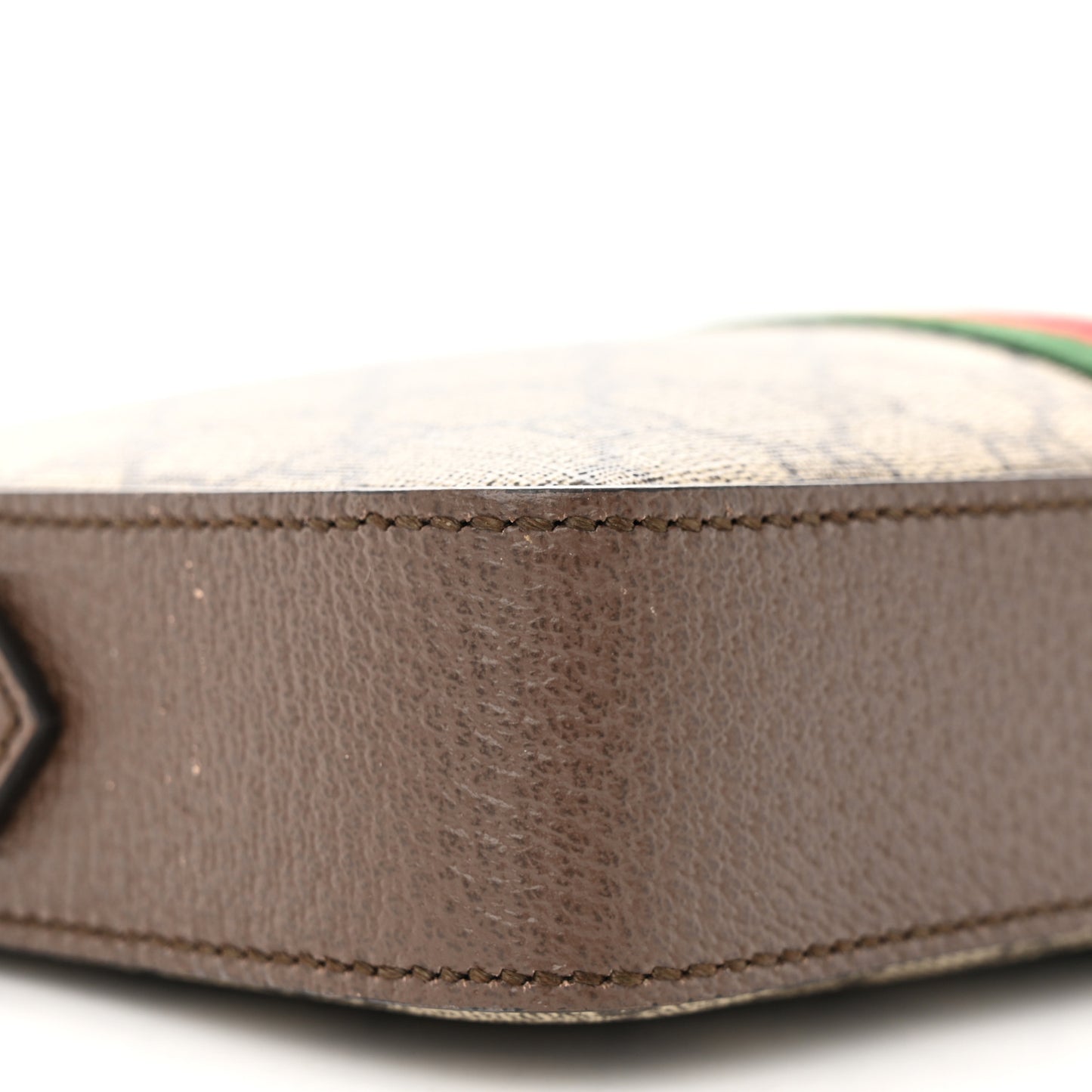 GG Supreme Monogram Textured Dollar Calfskin Web Ophidia Wristlet Shoulder Bag Beige Ebony New Acero