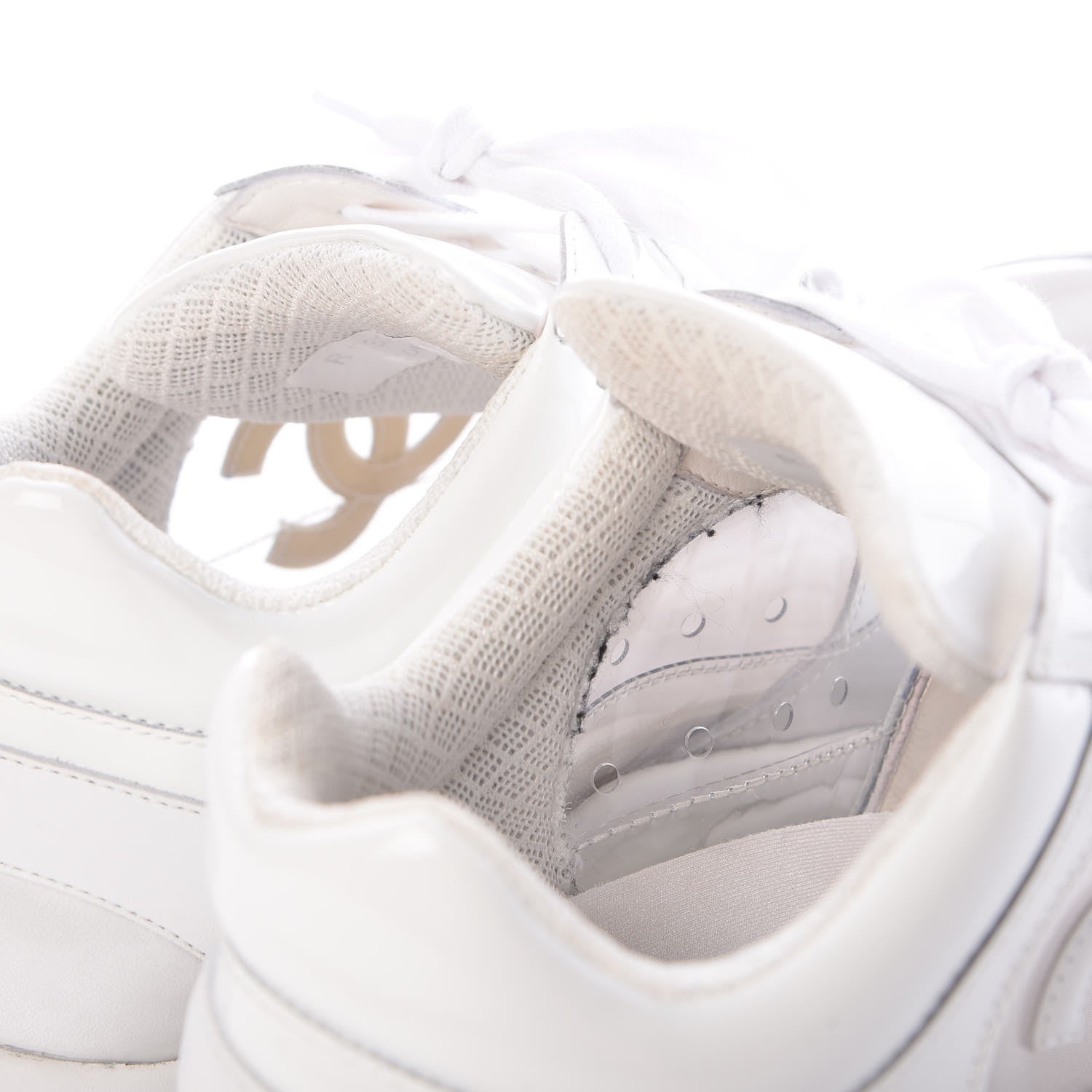 Chanel Calfskin Patent Transparent Womens Sneakers 40 White 9 of 11