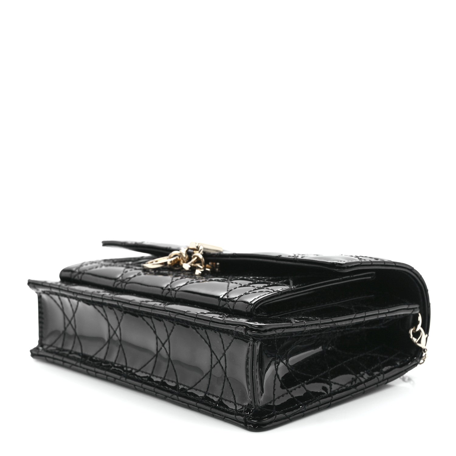 Christian Dior Patent Cannage Lady Dior Chain Pouch Black 8 of 10