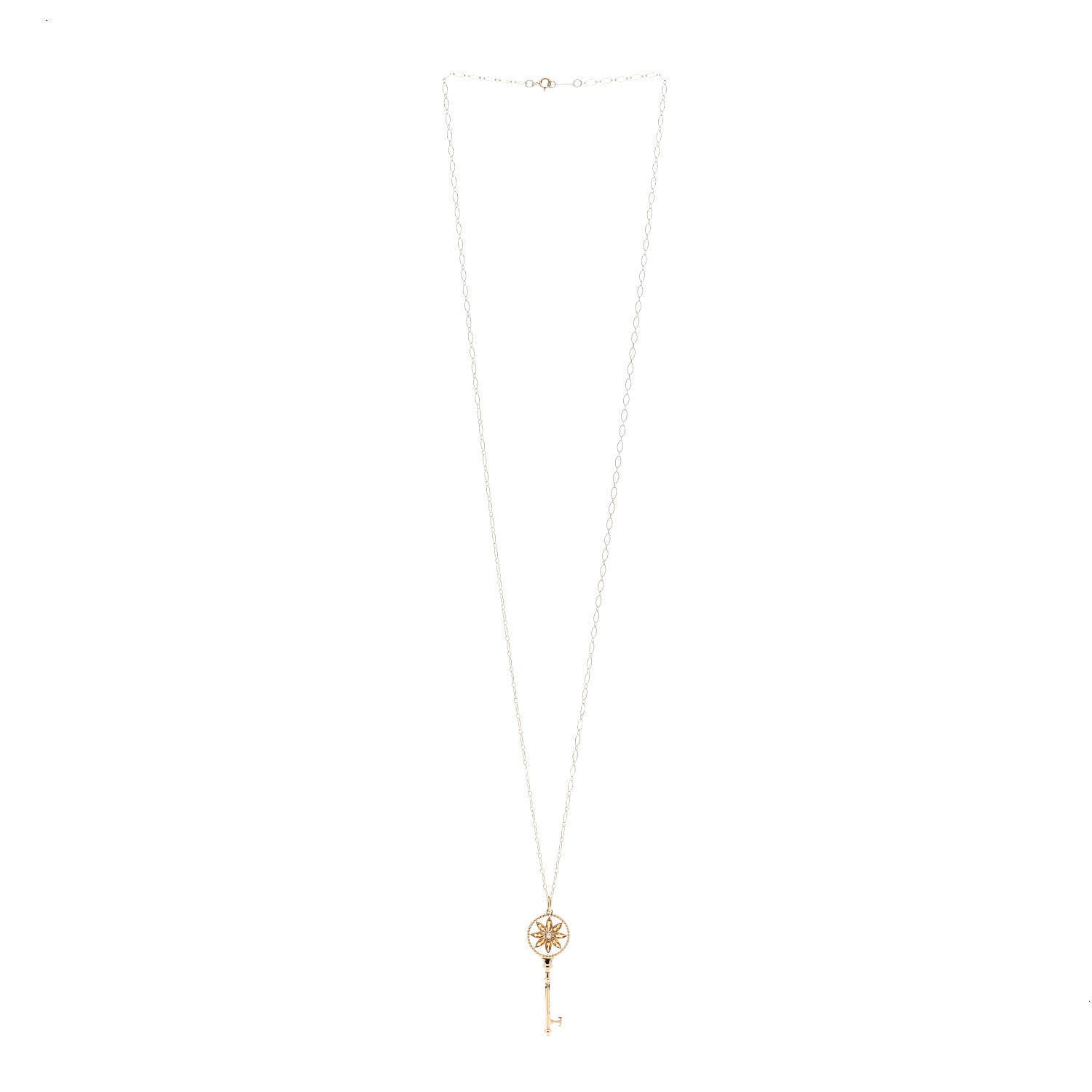 Tiffany 18K Yellow Gold Diamond Citrine Small Daisy Key Pendant Necklace 3 of 5