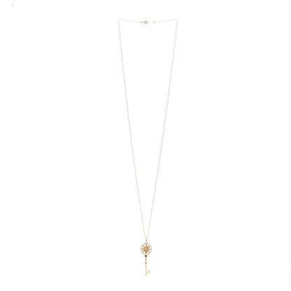 Tiffany 18K Yellow Gold Diamond Citrine Small Daisy Key Pendant Necklace 3 of 5