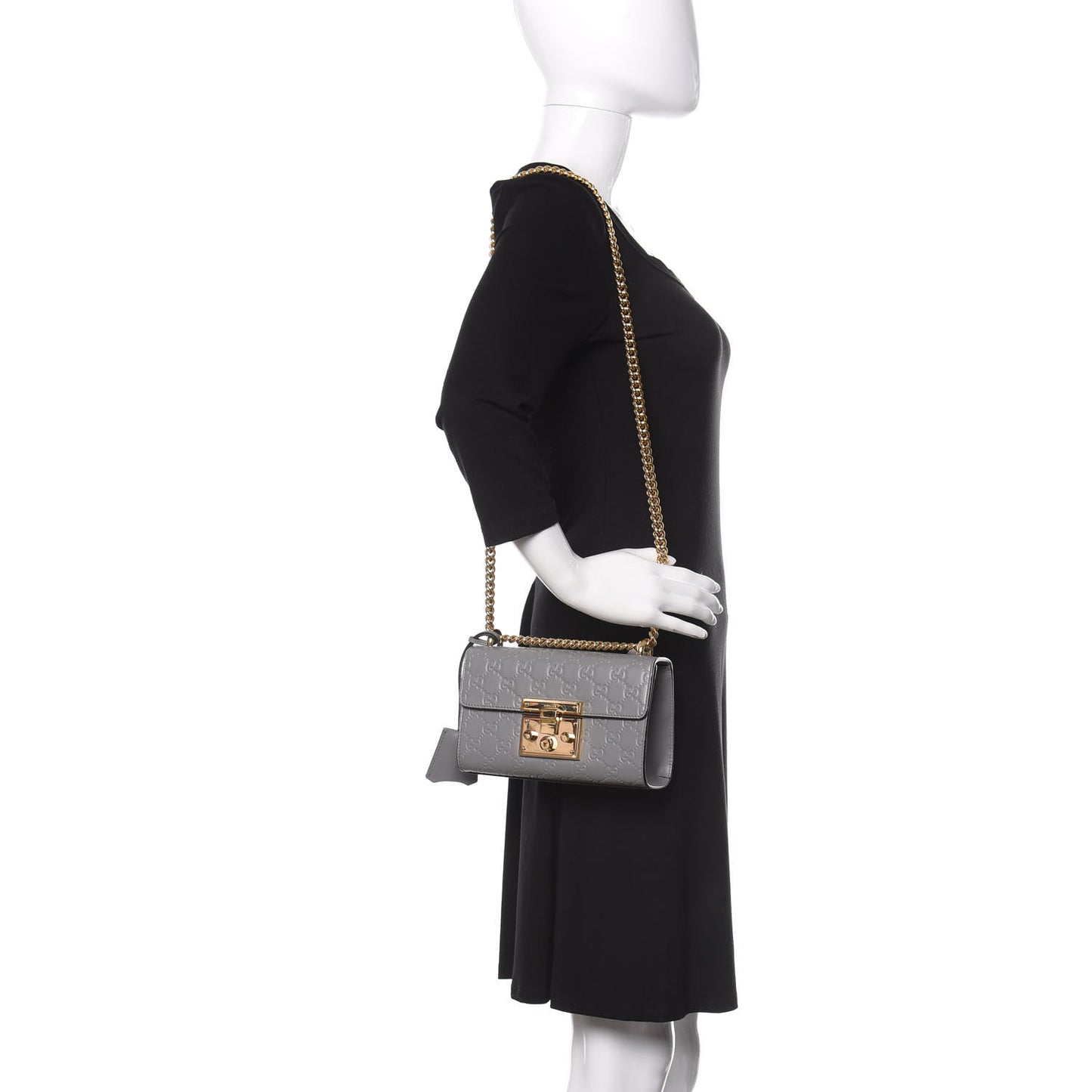 Guccissima Small Padlock Shoulder Bag Grey