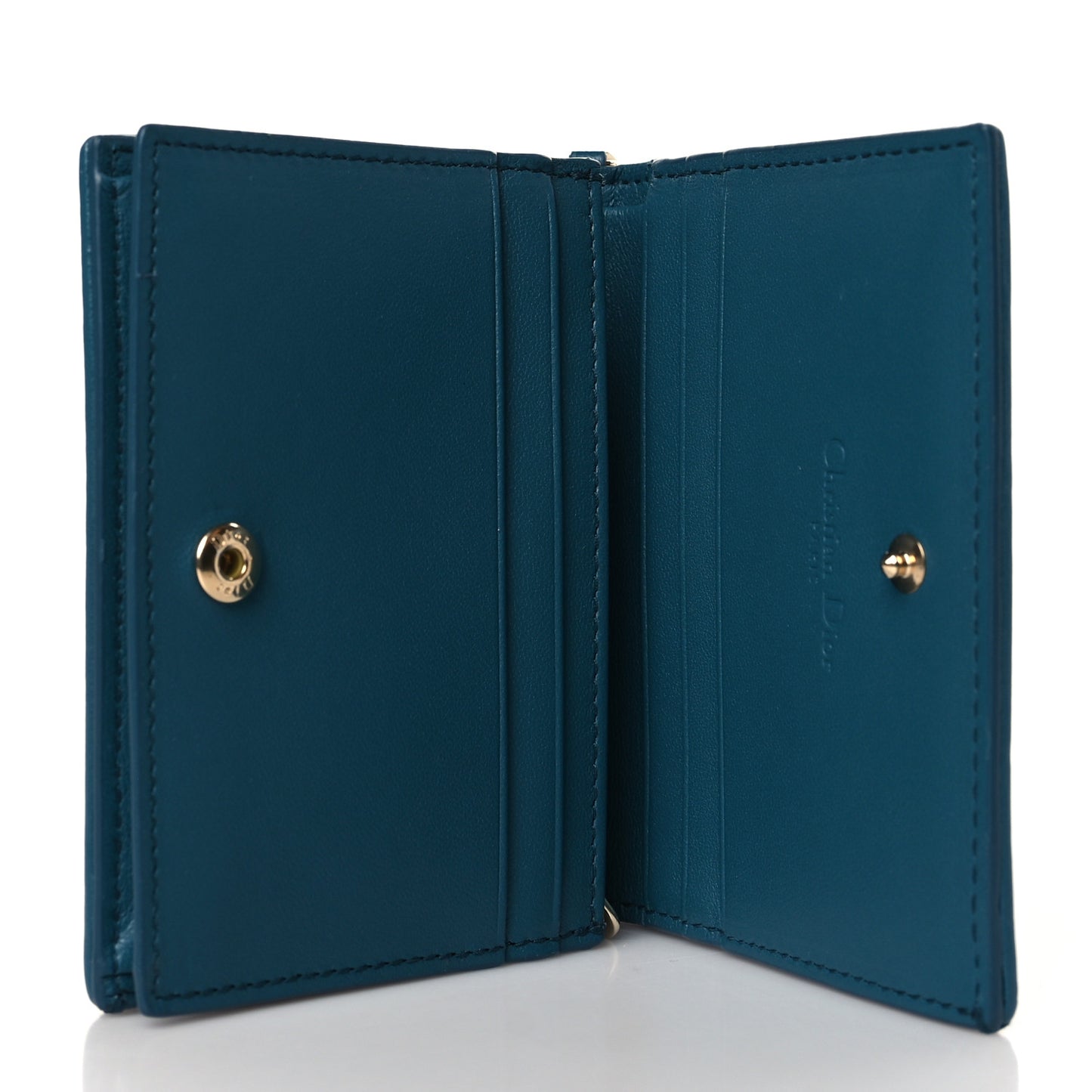 Lambskin Cannage Mini Lady Dior Wallet Deep Ocean