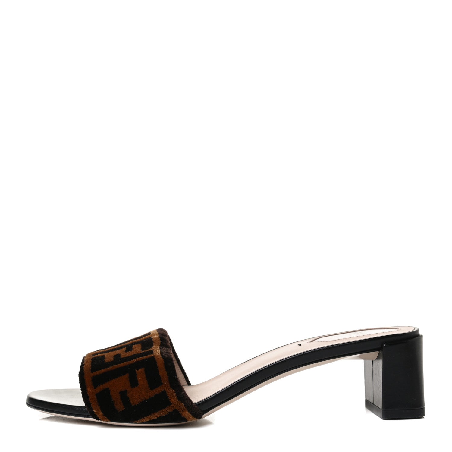 Fendi Velvet FF Slide Sandals 39 Tobacco 1 of 12