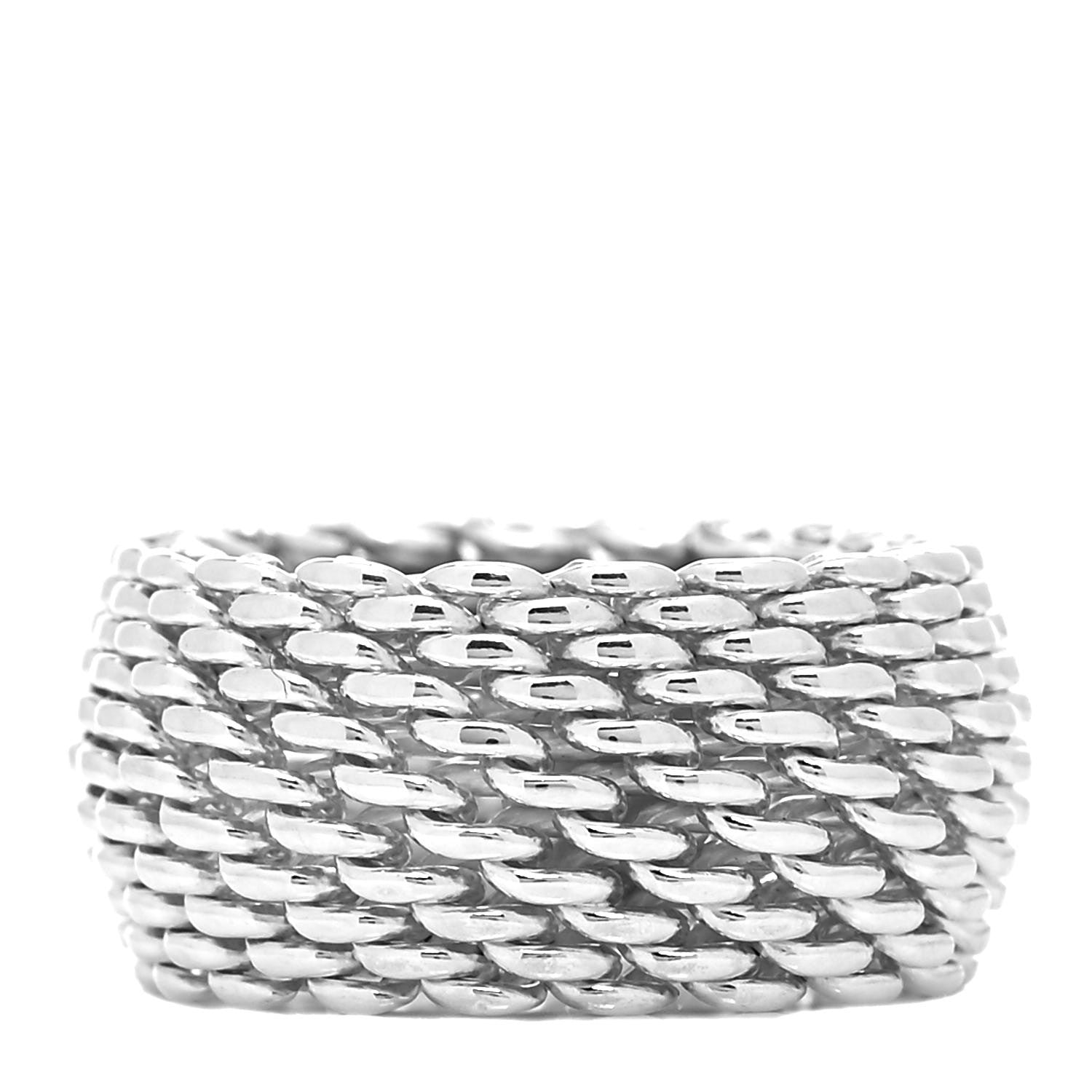 Tiffany Sterling Silver Somerset Mesh Ring 51 5.75 1 of 4