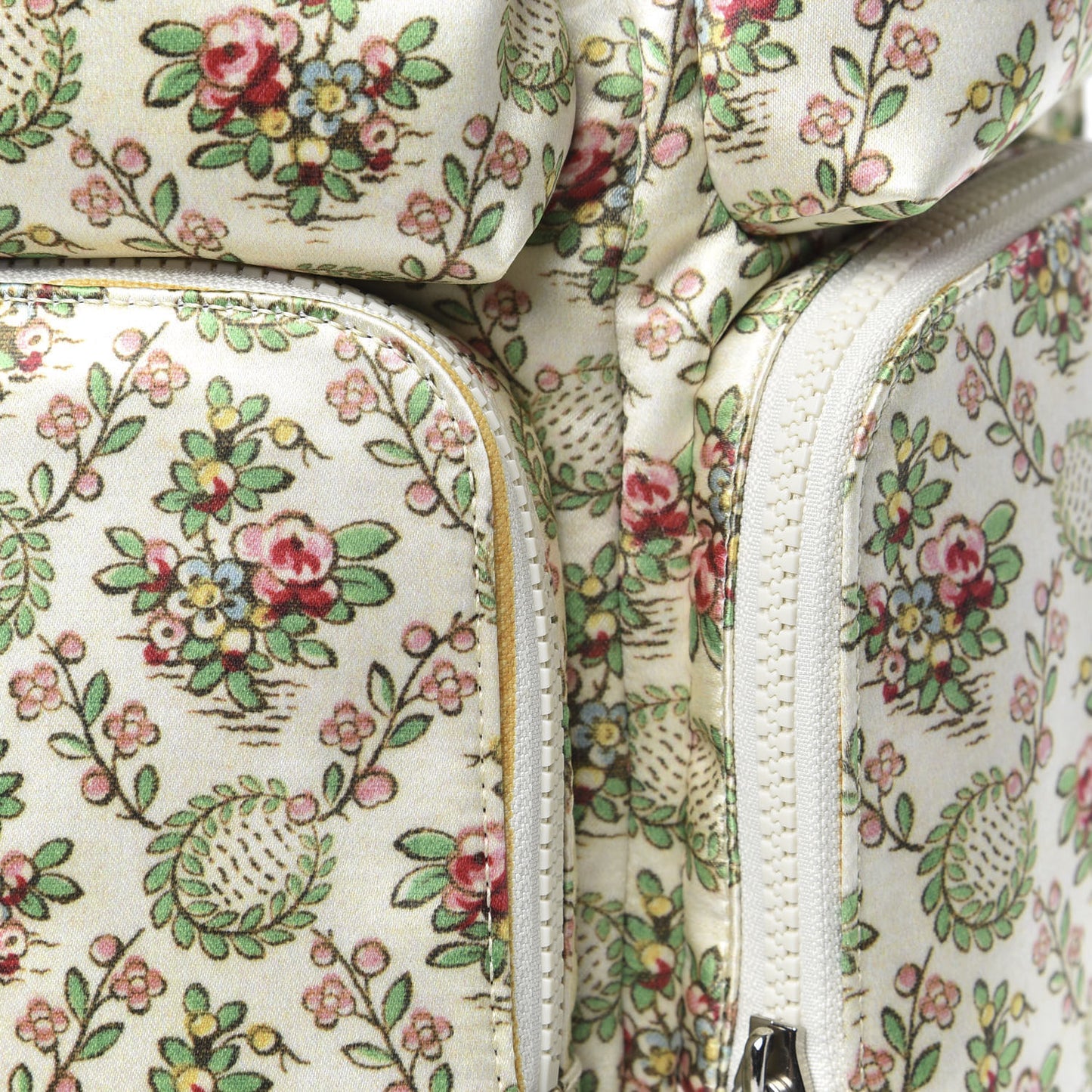 X MLB Satin Floral Print NY Yankees Patch Backpack Ivory Green