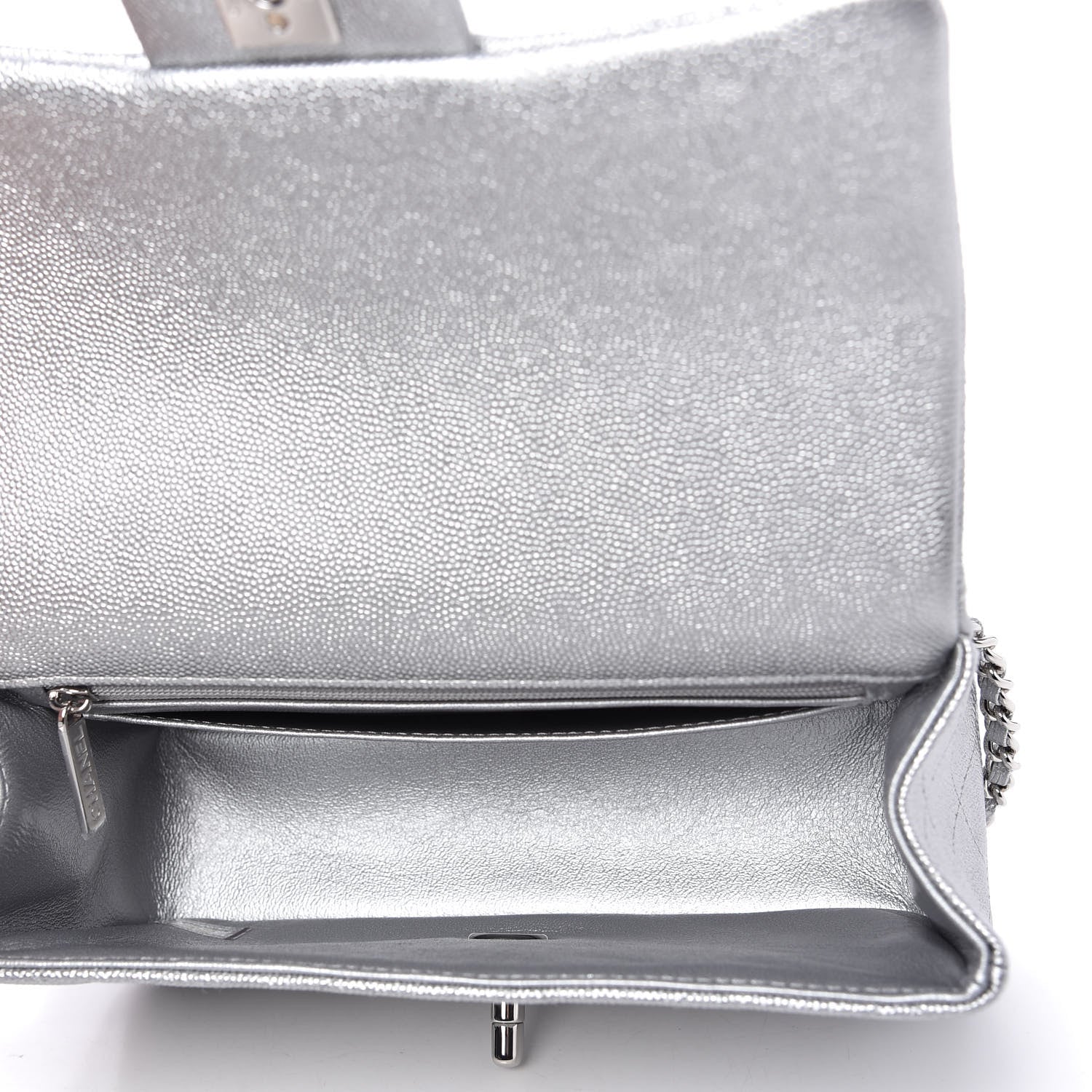 Chanel Metallic Caviar Quilted Mini Top Handle Rectangular Flap Silver 5 of 11