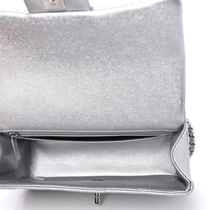 Chanel Metallic Caviar Quilted Mini Top Handle Rectangular Flap Silver 5 of 11