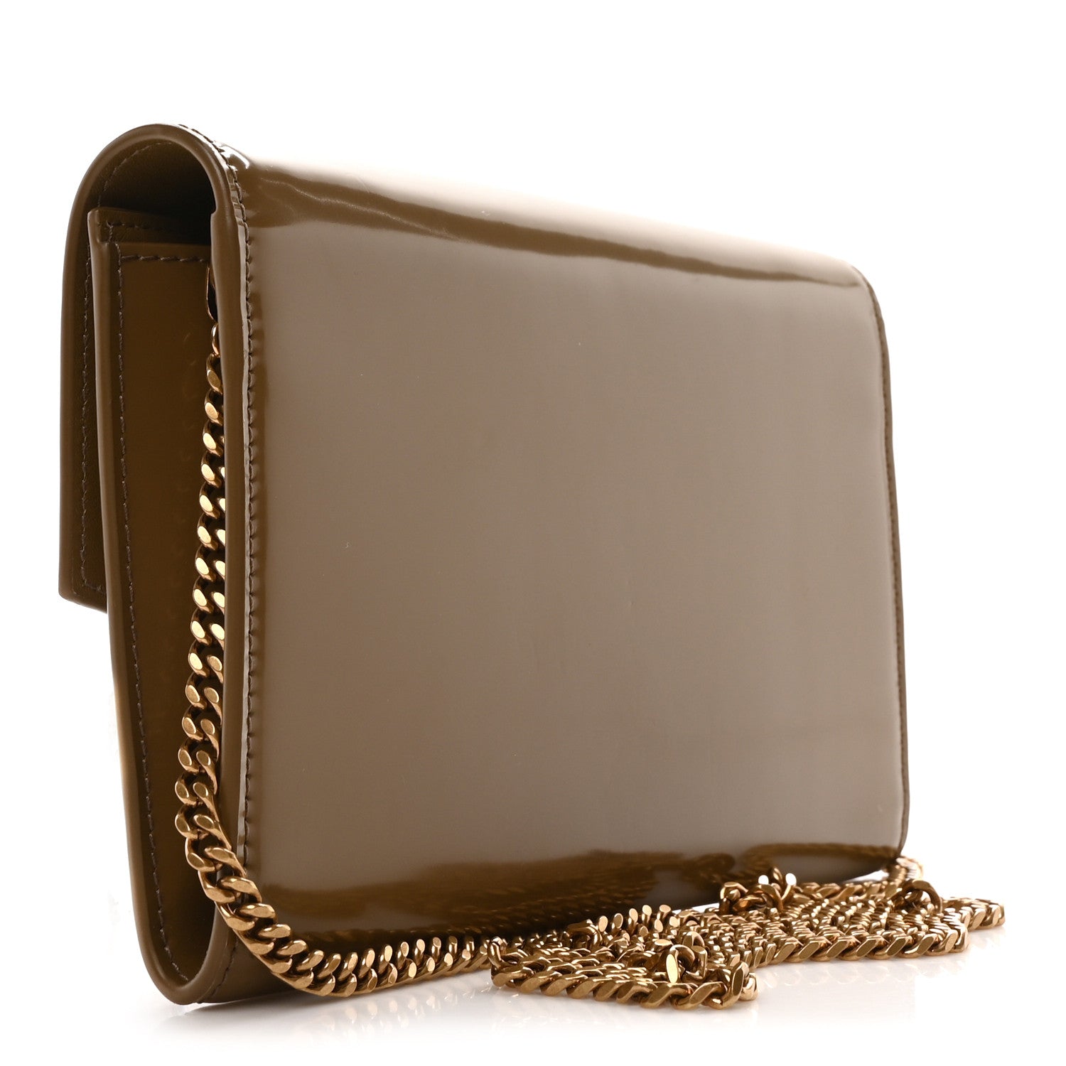 Saint Laurent Patent Calfskin Uptown Chain Wallet Taupe 4 of 11