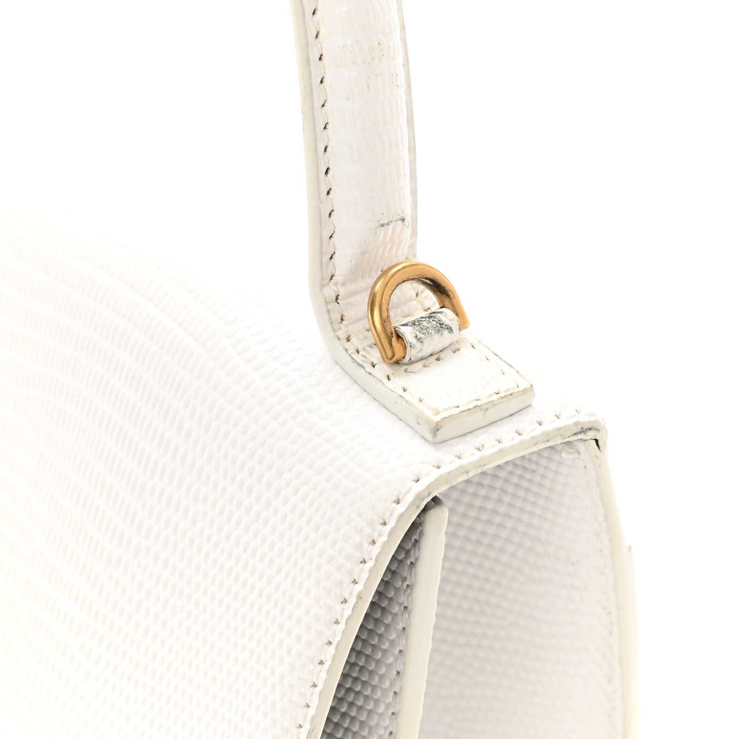 Balenciaga Patent Calfskin Lizard Embossed XS Sharp Top Handle Bag White 10 of 10