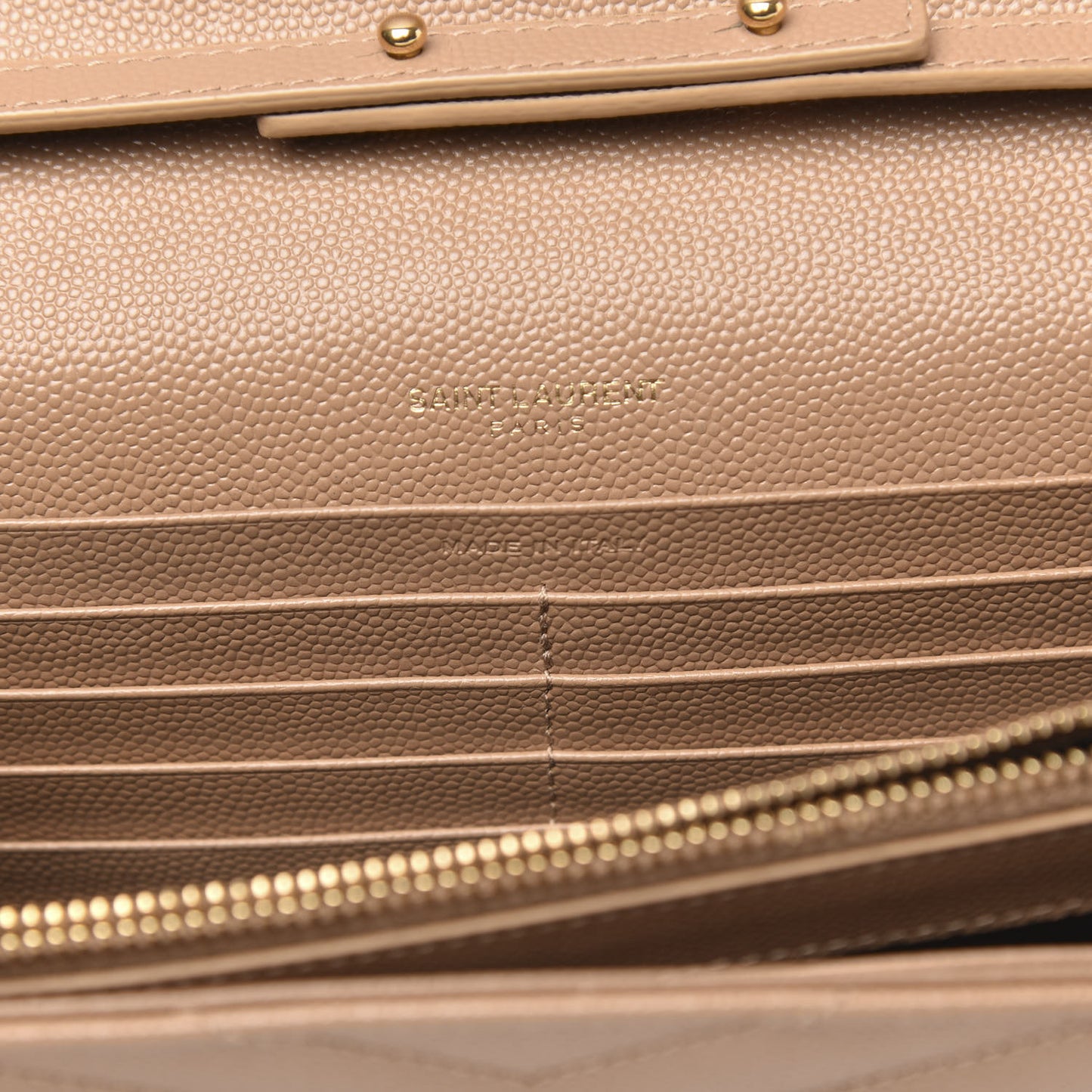 Grain De Poudre Matelasse Chevron Monogram Chain Wallet Nude Powder
