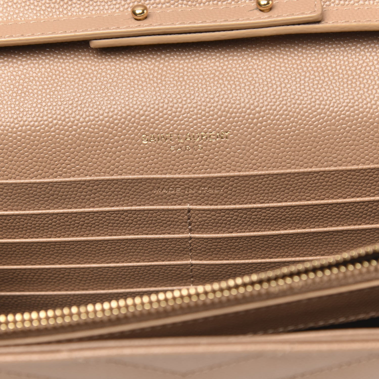 Saint Laurent Grain De Poudre Matelasse Chevron Monogram Chain Wallet Nude Powder 6 of 9