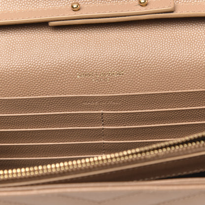 Saint Laurent Grain De Poudre Matelasse Chevron Monogram Chain Wallet Nude Powder 6 of 9